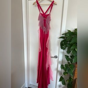 Blumarine by Anna Molinari pink silk & chiffon floor length gown